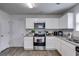 Bright kitchen features stainless steel appliances, granite countertops and sleek, white cabinets at 510 Abeer St, Temple, GA 30179