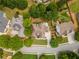 An aerial view of this home and its backyard, situated in a well-maintained neighborhood at 300 Brackin Trce, Grayson, GA 30017