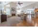 Spacious living room features a stone fireplace, vaulted ceilings, and an open layout at 300 Brackin Trce, Grayson, GA 30017