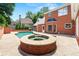 Brick-accented backyard featuring a pool and spa provides a luxurious outdoor experience at 2903 Ashebrooke Ne Dr, Marietta, GA 30068