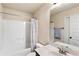 Clean bathroom featuring a tub/shower combination, toilet, and vanity sink with a mirror at 7946 White Oak Loop, Stonecrest, GA 30038