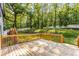 An inviting wooden back deck overlooks a lush, wooded backyard, perfect for outdoor relaxation and enjoyment at 2552 Hunton Ne Ct, Marietta, GA 30068