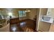 Dining area with parquet floors at 2600 Amberly Dr, Dunwoody, GA 30360