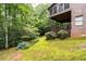 Relaxing backyard with a covered deck, lush landscaping, and mature trees providing privacy and shade at 5049 Lake Ter, Marietta, GA 30068