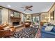 Inviting living room featuring a brick fireplace, comfortable seating, and natural light from the windows at 5049 Lake Ter, Marietta, GA 30068