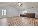 This main bedroom features wood floors, a vaulted ceiling, and ample storage space at 151 River Park Cir, Mcdonough, GA 30252