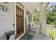 Cozy front porch with rocking chairs, decorative accents, and a wooden door with glass panels at 1589 Delano Dr, Decatur, GA 30032