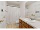 Bathroom featuring neutral walls, ceramic floors, a vanity, and a shower with a curtain at 163 Silver Fox Trl, Dallas, GA 30157