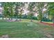 Lush backyard featuring mature trees and a spacious lawn, providing a serene and private outdoor space at 2980 Beards Rd, Buford, GA 30518