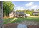 A serene backyard with a spacious lawn and covered patio offers a relaxing outdoor living space at 2980 Beards Rd, Buford, GA 30518