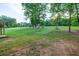 A sprawling backyard with lush green grass and mature trees offers plenty of space for outdoor activities at 2980 Beards Rd, Buford, GA 30518