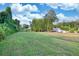 Vast backyard featuring a large green lawn and mature trees, offering a serene and private outdoor setting at 2980 Beards Rd, Buford, GA 30518