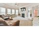 Spacious living room featuring a fireplace, plush carpeting, and lots of natural light at 3060 Mccannon Mill Dr, Dacula, GA 30019