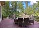 Spacious outdoor deck with room for dining and grilling, surrounded by mature trees at 2517 Stone Manor Dr, Buford, GA 30519