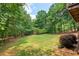 Expansive backyard with lush greenery and mature trees creating a serene outdoor space at 124 Hunters Mill Rd, Woodstock, GA 30188