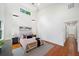 Spacious main bedroom features tall ceilings, hardwood floors, and modern decor at 2822 Waters Sw Rd, Atlanta, GA 30354
