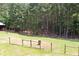 Spacious backyard with wooded perimeter, fencing and a rustic aesthetic at 3129 Etchison Rd, Loganville, GA 30052