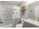 Bathroom with tub, shower, and modern vanity with storage at 2038 Summertown Dr, Norcross, GA 30071