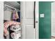 View of an organized closet with storage shelves at 1630 Park Ln, Marietta, GA 30066
