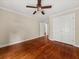 Bedroom features ceiling fan, closet and neutral paint at 121 Fulton Se Way, Atlanta, GA 30312