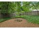 Lush backyard featuring a classic fire pit and natural privacy at 443 Lakeshore Ne Dr, Atlanta, GA 30307