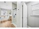 A modern bathroom features a tub and separate glass shower at 503 Mill Ridge Rd, Woodstock, GA 30188