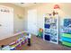 Bright bedroom with carpeted floors and built-in shelving at 109 Lighthorse Blvd, Mcdonough, GA 30252