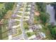 Beautiful aerial view of a residential area with a large pond and homes with swimming pools and well-maintained lawns at 6329 Granbury Walk, Acworth, GA 30101