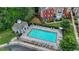 Aerial view of a community pool with surrounding lounge chairs at 5207 Merrimont Dr, Alpharetta, GA 30022