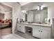 Elegant bathroom with double sink vanity and neutral finishes at , Lilburn, GA 30047