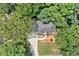 Aerial shot showcasing a beautiful home nestled among lush trees, offering privacy and scenic views at 3638 Sope Creek Farm Se, Marietta, GA 30067