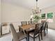 Elegant dining room featuring modern chandelier and ample seating for memorable gatherings at 542 Fairway Dr, Woodstock, GA 30189