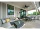 Stylish covered patio features comfortable seating and outdoor dining area overlooking lush greenery at 2063 Wheaton Way, Sandy Springs, GA 30328