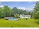 Spacious backyard featuring an above-ground pool and a well-maintained lawn at 1789 Brandi Ln, Loganville, GA 30052