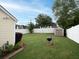Enclosed backyard with a lush lawn, privacy fence, garden bed, and convenient storage shed at 2790 Barnwood Xing, Duluth, GA 30097