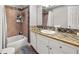 Full bathroom featuring a unique tiled countertop and shower-tub combination at 3962 Fairington Dr, Marietta, GA 30066