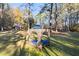 Seating area with privacy pods in the backyard with mature trees at 200 Mcguirts Bridge Rd, Covington, GA 30014