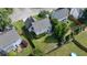 An aerial view showcasing the home's architecture, surrounding landscape, and well-maintained lawn at 2163 Berryhill Se Cir, Smyrna, GA 30082
