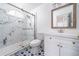 Updated bathroom featuring a glass-enclosed shower and stylish vanity at 2163 Berryhill Se Cir, Smyrna, GA 30082