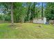 Lush backyard with a storage shed and mature trees at 564 Allana Ct, Stone Mountain, GA 30087