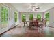 The dining room includes backyard views and access to outdoor patio at 5770 Dorsett Shoals Rd, Douglasville, GA 30135