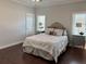 Comfortable bedroom boasts hardwood floors, neutral walls, and stylish decor with lots of natural light at 3011 Flat Shoals Sw Rd, Conyers, GA 30094