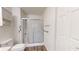 Bathroom with walk-in shower with glass door and plenty of storage space at 300 Johnson Ferry Ne Rd # B604, Atlanta, GA 30328