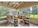 Bright sunroom featuring neutral colored couch, wood table, and many windows with green backyard at 285 Sw Martin Sw Way, Marietta, GA 30064