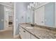 Bathroom boasts granite counters, white cabinets, and framed mirror providing style and ample storage at 3925 Sheldon Ne Dr, Atlanta, GA 30342