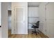This office nook features granite countertops, white cabinetry, and a comfortable work space at 943 Peachtree Ne St # 716, Atlanta, GA 30309