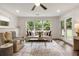Bright living room with hardwood floors, large window, and stylish furniture at 221 Brooke Dr., Alpharetta, GA 30009