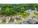 Two-story home aerial view with lush backyard and mature trees in quiet neighborhood at 603 River Gardens Se Dr, Atlanta, GA 30354