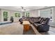 Relaxing living area with a large leather sofa and multiple windows for natural light at 6100 Blackwater Trl, Atlanta, GA 30328