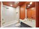 Bathroom featuring a soaking tub and shower, toilet, and vanity with a stone countertop at 3087 Alston Dr, Decatur, GA 30032